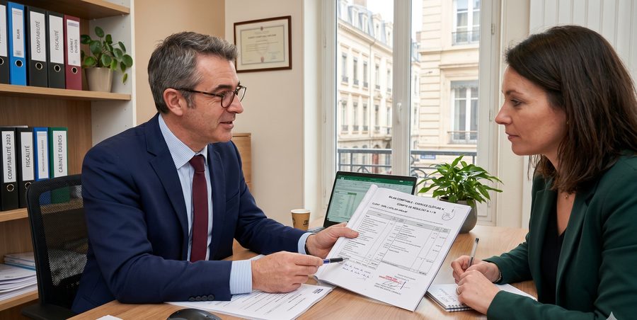 Conseiller expliquant un document à une cliente