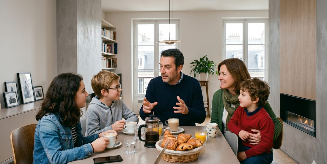 Famille réunie à la maison