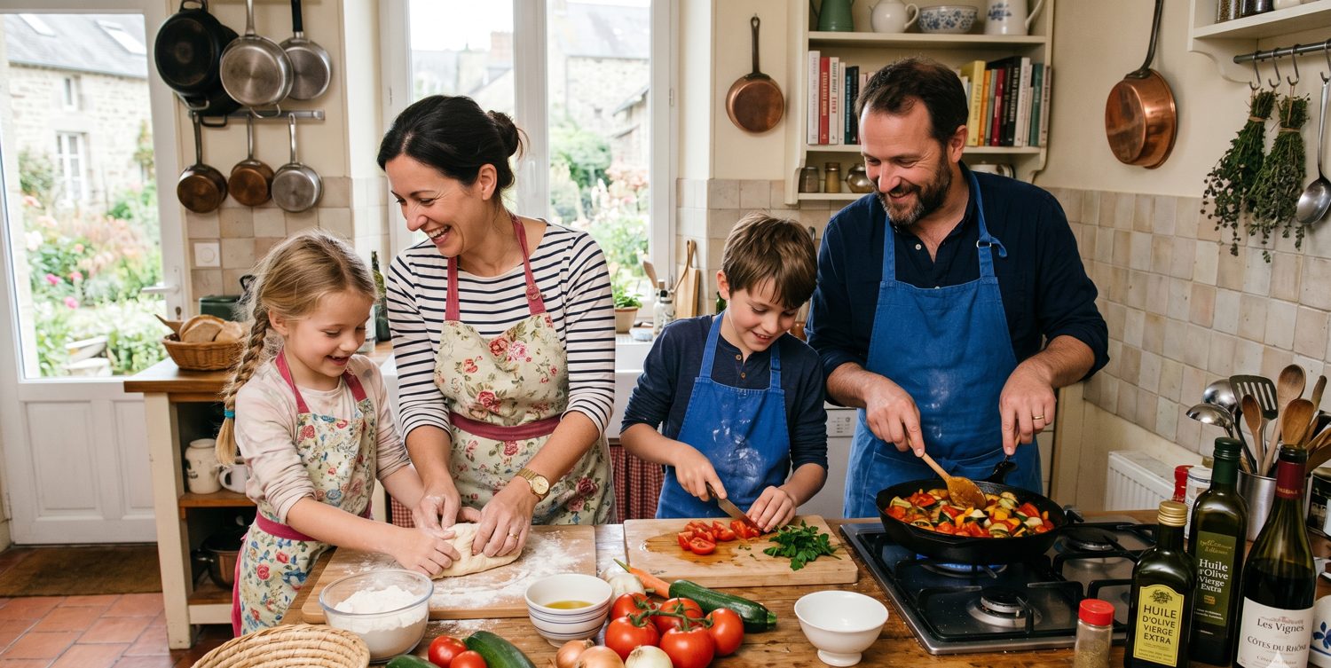 Famille en cuisine